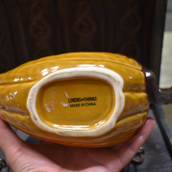 LINEN N THINGS Halloween Thanksgiving Harvest Pumpkin Squash Shape Gravy Boat - Picture 7 of 11